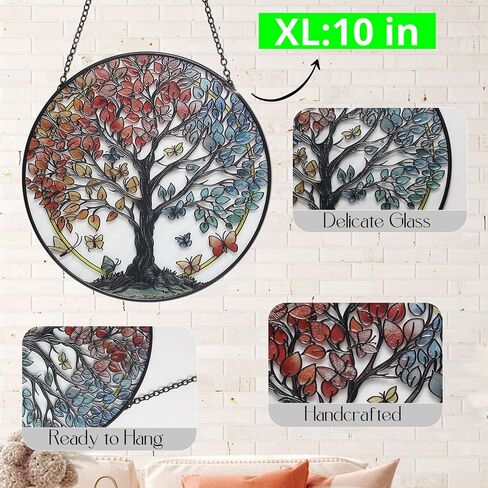 شجرة الحياة جاردن Suncatcher، نافذة زجاجية ملونة معلقة، Suncatchers لتعليق النوافذ، للأصدقاء والعائلة والنساء 6.31 * 6.31 in Saudi Arabia