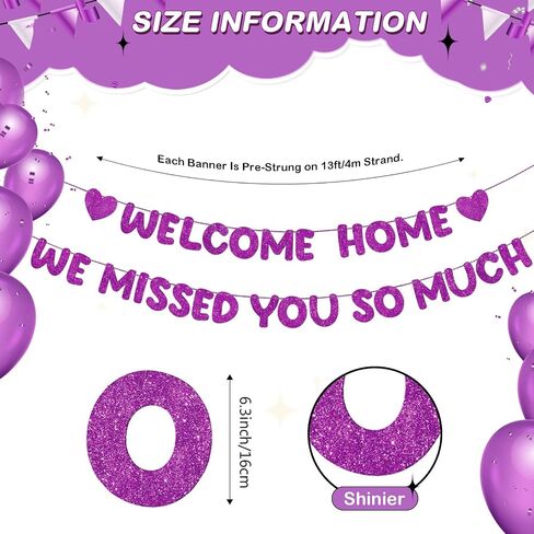 Fulmoon Pre Strung Welcome Home We Missed You So Much Banner Glitter Welcome Home Sign for Party Decorations Military Army Returning, Homecoming, Family (Blue) in Kuwait
