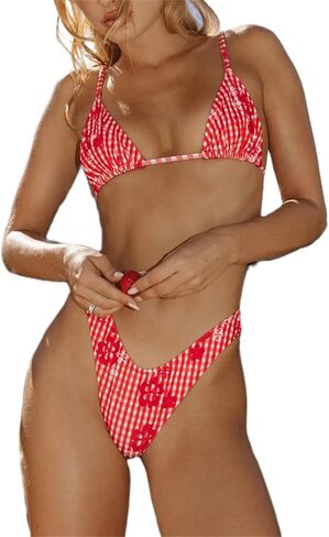 Alyweatry Women Halter String Bikini Set Sexy Floral Print Triangle Cheeky High Cut Thong 2 Piece Bathing Suit Swimwear in Saudi Arabia