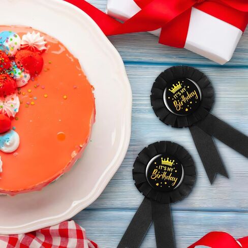 2PCS It's My Birthday Pin for Women Men Black Happy Birthday Ribbon Pin Birthday Queen Ribbon Buttons Badge Pins Party Decoration Satin Corsage Fabric Birthday Party Award Brooches in Saudi Arabia