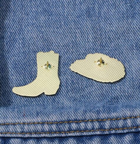 2pcs رعاة البقر قبعة رعاة البقر أحذية البوتس دبوس ، كرتون بالتنقيط قبعة زيت حذاء صفيرة صدر الالكاة ، المجوهرات على الطراز الغربي in Kuwait