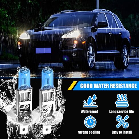 2PCS Car H1 Halogen Bulbs, 12V 100W Car Xenon Light Bulb Headlight Bulbs, Super Bright High Beam, Low Beam and Fog Replacement Bulb, Universal for Most Car Truck Van SUV in Saudi Arabia