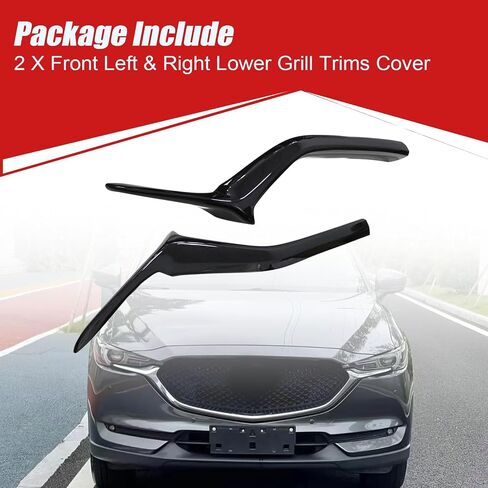 Secosautoparts 2pcs الشبكة الأمامية إدراج تغطية صب ABS متوافق مع Mazda Cx-5 Cx5 2022 2023 2024 Gloss Black Expressions in Kuwait