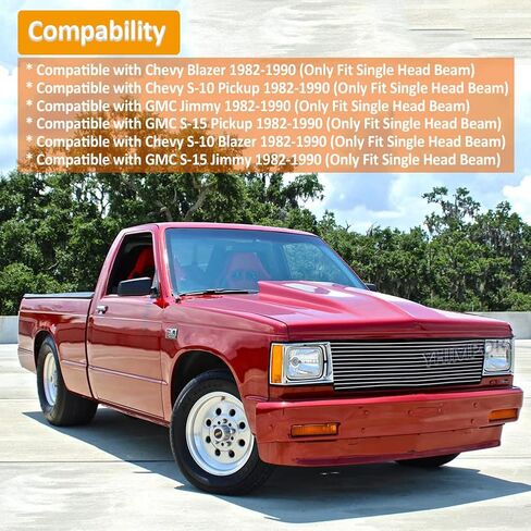 Chrome Front Grill fits 1982-1990 Chevy S10 Pickup Blazer GMC S15 Jimmy Solid Aluminum Main Upper Billet Grille Insert Polished in Saudi Arabia