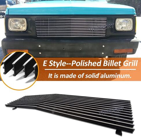 Chrome Front Grill fits 1982-1990 Chevy S10 Pickup Blazer GMC S15 Jimmy Solid Aluminum Main Upper Billet Grille Insert Polished in Saudi Arabia
