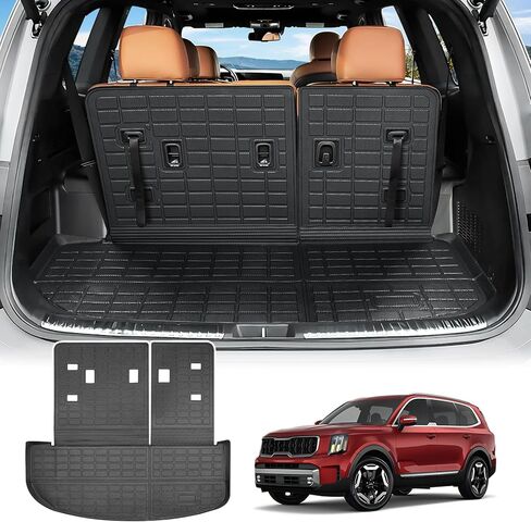 Cargo Mat Compatible with 2020-2025 Kia Telluride Accessories Cargo Liner Trunk Backrest Mat TPE All Weather Back Seat Cover Protector in Kuwait