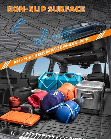 Cargo Mat Compatible with 2020-2025 Kia Telluride Accessories Cargo Liner Trunk Backrest Mat TPE All Weather Back Seat Cover Protector in Kuwait