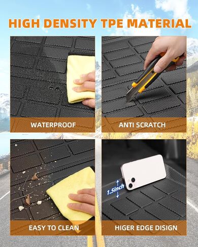 Cargo Mat Compatible with 2020-2025 Kia Telluride Accessories Cargo Liner Trunk Backrest Mat TPE All Weather Back Seat Cover Protector in Kuwait