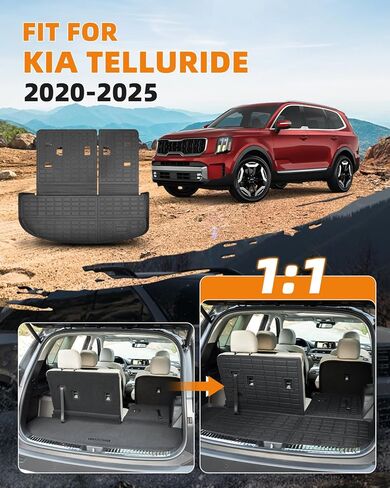 Cargo Mat Compatible with 2020-2025 Kia Telluride Accessories Cargo Liner Trunk Backrest Mat TPE All Weather Back Seat Cover Protector in Kuwait