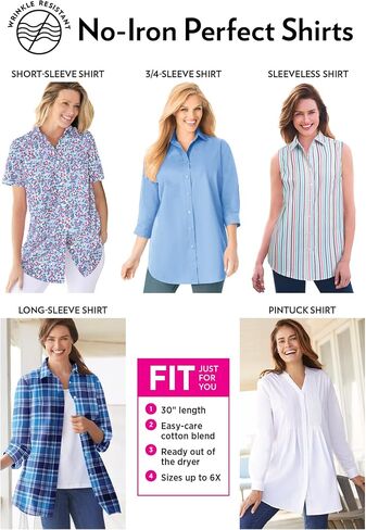 Woman Within Plus Size Perfect Long Sleeve Shirt in Saudi Arabia