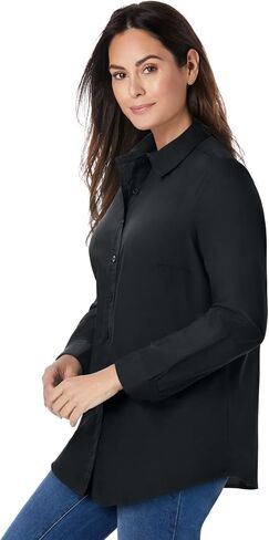 Woman Within Plus Size Perfect Long Sleeve Shirt in Saudi Arabia