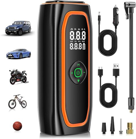 ضاغط الهواء المحمول في إطار ، مضخة هواء 220psi لإطارات السيارات مع بطارية 26000 مللي أمبير في الساعة ، ونقرة واحدة من إطارات مضخة الهواء الذكية للسيارة ، ودراجة نارية ، ودراجة ، وأكثر مع مقياس ضغط الإطارات in Kuwait