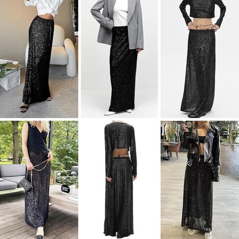 Jumisee Women's Silver Severy Midi Skirt stretcy High Jeist Long Skirt Glitter Pencil Skirt for Night Out Party in Saudi Arabia