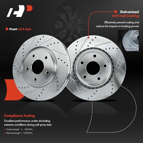 A-Premium Front and Rear Drilled and Slotted Disc Brake Rotors Compatible with Select Dodge, Chrysler, Ram and Volkswagen Models - Grand Caravan, Journey, Town & Country, C/V, Routan, 4-PC Set in Saudi Arabia