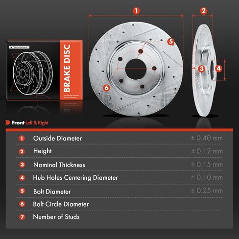 A-Premium Front and Rear Drilled and Slotted Disc Brake Rotors Compatible with Select Dodge, Chrysler, Ram and Volkswagen Models - Grand Caravan, Journey, Town & Country, C/V, Routan, 4-PC Set in Saudi Arabia