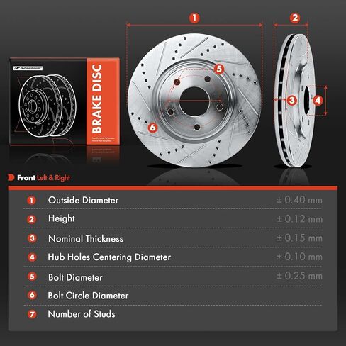 A-Premium Front and Rear Drilled and Slotted Disc Brake Rotors Compatible with Select Dodge, Chrysler, Ram and Volkswagen Models - Grand Caravan, Journey, Town & Country, C/V, Routan, 4-PC Set in Saudi Arabia