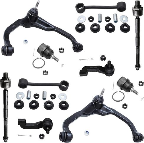Detroit Axle - Front End 10pc Suspension Kit for 2008-2012 Jeep Liberty, 2007-2011 Dodge Nitro, 2 Upper Control Arms w/Ball Joint 2 Lower Ball Joints 2 Sway Bars 4 Inner Outer Tie Rods Replacement in Kuwait
