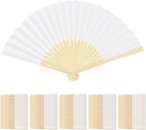 100pcs Paper Fans Handheld Folding Fans Bulk Fans for Line Dancing Bulk White Wedding Fans Folding Fans Handheld for Guest Dancing Party DIY Craft Photo Props Wall Decoration in Kuwait