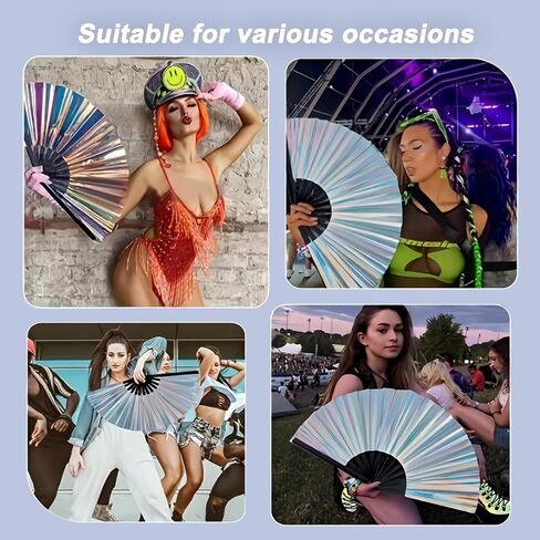 Folding Hand Fan for Line Dancing, Boots on The Ground Fan, Foldable Craft Holding Colors Fan Popping Hand Fan for Dance Parties (Transparent Blue) in Saudi Arabia