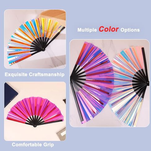 Folding Hand Fan for Line Dancing, Boots on The Ground Fan, Foldable Craft Holding Colors Fan Popping Hand Fan for Dance Parties (Transparent Blue) in Saudi Arabia