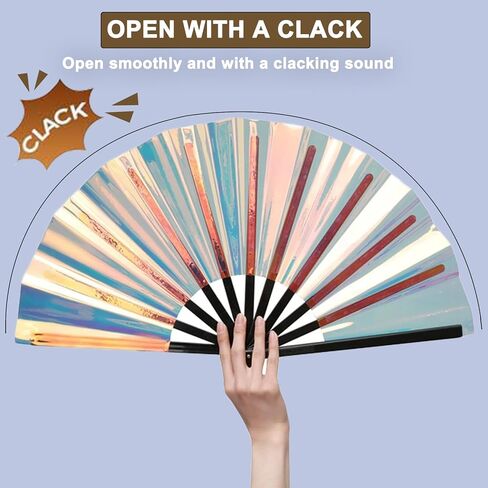 Folding Hand Fan for Line Dancing, Boots on The Ground Fan, Foldable Craft Holding Colors Fan Popping Hand Fan for Dance Parties (Transparent Blue) in Saudi Arabia