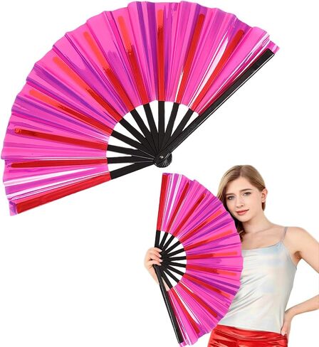 Folding Hand Fan for Line Dancing, Boots on The Ground Fan, Foldable Craft Holding Colors Fan Popping Hand Fan for Dance Parties (Transparent Blue) in Saudi Arabia