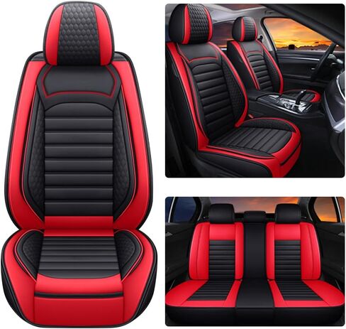 Leather Car Seat Covers for Nissan Sentra 2006-2024,Car Seat Covers Full Set,Seat Covers with Safety,Waterproof Seat Cover Compatible Airbag(5pcs Black Luxury) in Kuwait