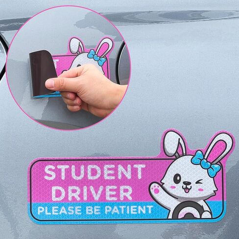 4pcs Cartoon Cat Student Driver Car Magnet, 9 Inch Cute New Driver Sign for Car Cartoon Reflective Student Driver Car Magnet Sticker Gift for Teen Girls Reusable Car Bumper Safety Sign in Saudi Arabia
