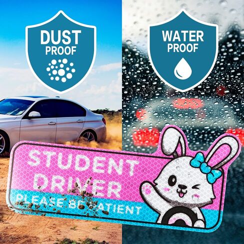 4pcs Cartoon Cat Student Driver Car Magnet, 9 Inch Cute New Driver Sign for Car Cartoon Reflective Student Driver Car Magnet Sticker Gift for Teen Girls Reusable Car Bumper Safety Sign in Saudi Arabia