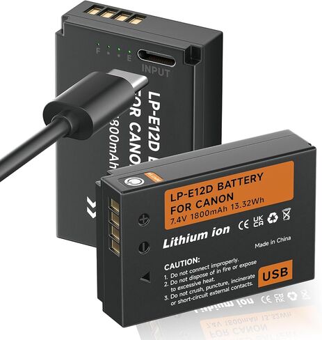 بطارية LP-E12، بطارية ليثيوم أيون LP-E12 3 عبوات شحن USB مباشر لكاميرات Canon EOS-M، EOS M2، EOS M10، EOS M50، EOS M50 Mark II، EOS M100، EOS M200، SX70 HS، Rebel SL1 in Saudi Arabia