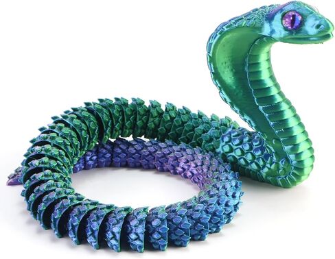 Realistic Fake Cobra Snakes Toy Soft PLA Snake Figure Lifelike Snake Animals Plush Toy Python Action Model Snake Toy Figurines Stress Relief Toys Gifts(red-Blue) in Kuwait