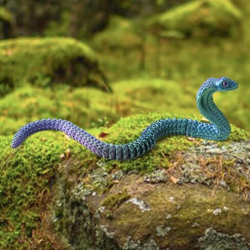 Realistic Fake Cobra Snakes Toy Soft PLA Snake Figure Lifelike Snake Animals Plush Toy Python Action Model Snake Toy Figurines Stress Relief Toys Gifts(red-Blue) in Kuwait