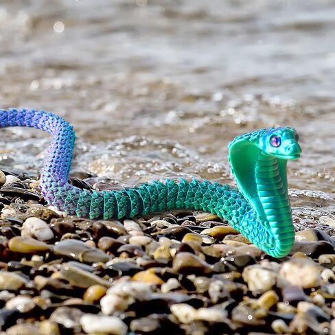 Realistic Fake Cobra Snakes Toy Soft PLA Snake Figure Lifelike Snake Animals Plush Toy Python Action Model Snake Toy Figurines Stress Relief Toys Gifts(red-Blue) in Kuwait