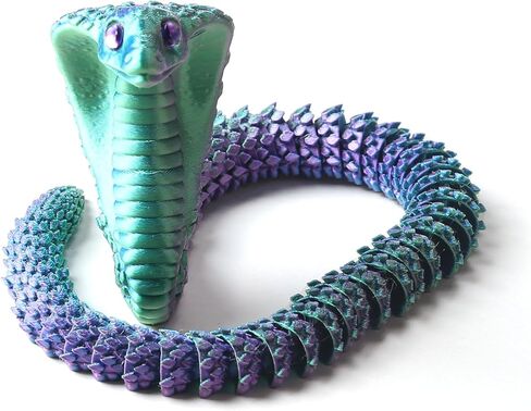 Realistic Fake Cobra Snakes Toy Soft PLA Snake Figure Lifelike Snake Animals Plush Toy Python Action Model Snake Toy Figurines Stress Relief Toys Gifts(red-Blue) in Kuwait