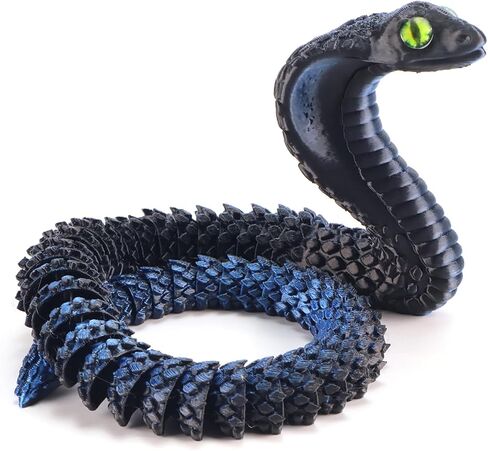 Realistic Fake Cobra Snakes Toy Soft PLA Snake Figure Lifelike Snake Animals Plush Toy Python Action Model Snake Toy Figurines Stress Relief Toys Gifts(red-Blue) in Kuwait