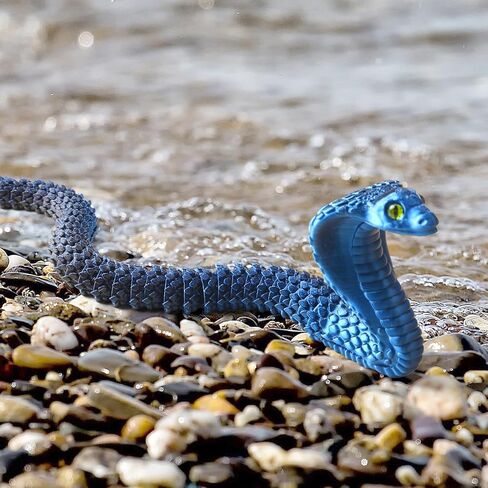 Realistic Fake Cobra Snakes Toy Soft PLA Snake Figure Lifelike Snake Animals Plush Toy Python Action Model Snake Toy Figurines Stress Relief Toys Gifts(red-Blue) in Kuwait