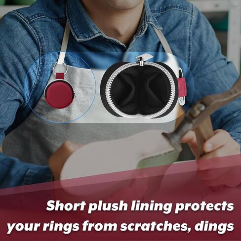 Portable Ring Organizer Case with Keychain, Traveling Ring Holder Storage Bag, Anti-Lost Keychain Container for Smart Rings, Jewelry (1, Burgundy) in Saudi Arabia