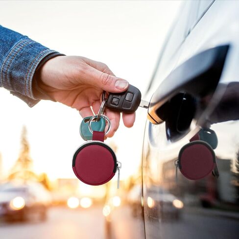 Portable Ring Organizer Case with Keychain, Traveling Ring Holder Storage Bag, Anti-Lost Keychain Container for Smart Rings, Jewelry (1, Burgundy) in Saudi Arabia
