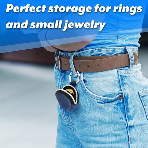 Portable Ring Organizer Case with Keychain, Traveling Ring Holder Storage Bag, Anti-Lost Keychain Container for Smart Rings, Jewelry (1, Burgundy) in Saudi Arabia