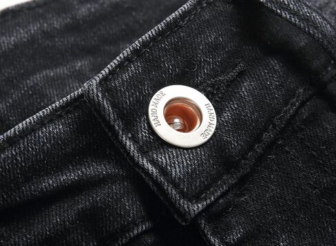 Men's Ripped Patch Elastic Jeans Fashion Slim Fit Regular Denim Pants in Saudi Arabia
