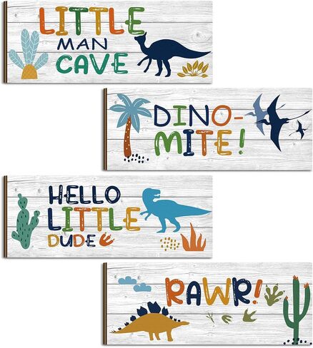 QUNCLAY 4 PCS Dinosaur Room Decor Decor Decor Decor Decor Decor Decor ، QUOTE SPOTIVATIONS WOOD ROOM DECREATIONS SIGNING PRINTS PLAQUES FOR BOY KIDS Room in Saudi Arabia