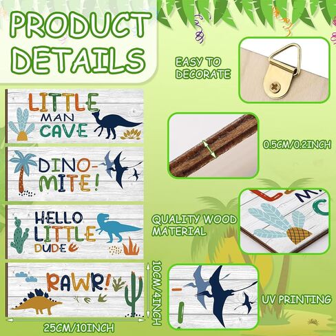QUNCLAY 4 PCS Dinosaur Room Decor Decor Decor Decor Decor Decor Decor ، QUOTE SPOTIVATIONS WOOD ROOM DECREATIONS SIGNING PRINTS PLAQUES FOR BOY KIDS Room in Saudi Arabia