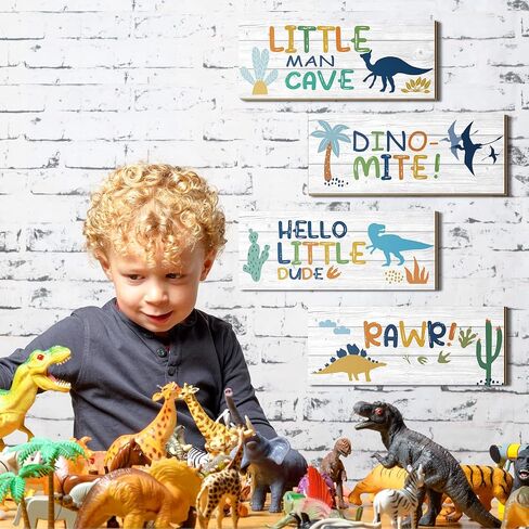 QUNCLAY 4 PCS Dinosaur Room Decor Decor Decor Decor Decor Decor Decor ، QUOTE SPOTIVATIONS WOOD ROOM DECREATIONS SIGNING PRINTS PLAQUES FOR BOY KIDS Room in Saudi Arabia