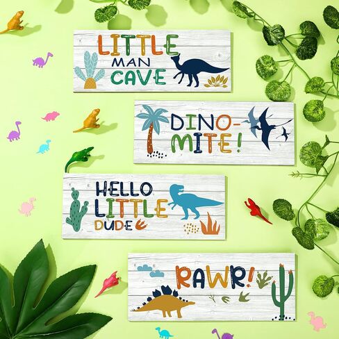QUNCLAY 4 PCS Dinosaur Room Decor Decor Decor Decor Decor Decor Decor ، QUOTE SPOTIVATIONS WOOD ROOM DECREATIONS SIGNING PRINTS PLAQUES FOR BOY KIDS Room in Saudi Arabia