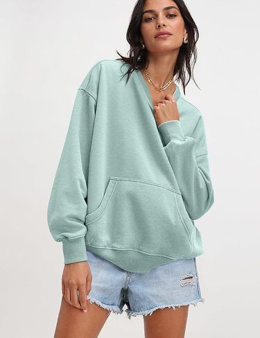 UEU Women Oversized Striped Crewneck Sweatshirt Long Sleeve Color Block Pullover Tops Casual Loose Workout Clothes in Kuwait