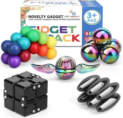 Dilabnba 9pcs تململ ألعاب كبيرة للبالغين المراهقين ، والألعاب الحسية مع Figette Spinner Cube Magnetic Stones Pad ، و Easter Goody Bag Fividers Higds ، و Cool Gadget Office Desk Toys in Kuwait