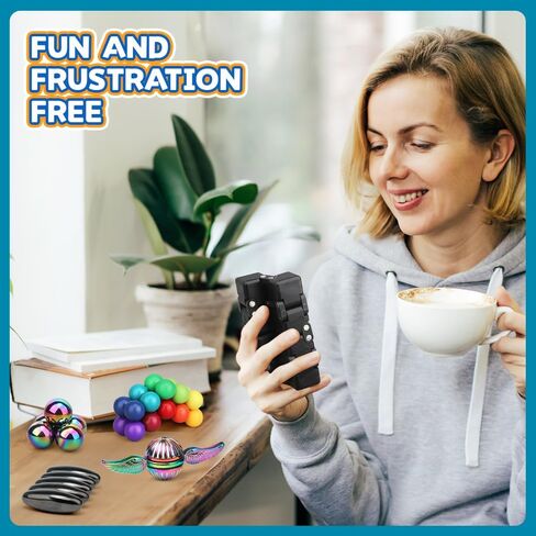 Dilabnba 9pcs تململ ألعاب كبيرة للبالغين المراهقين ، والألعاب الحسية مع Figette Spinner Cube Magnetic Stones Pad ، و Easter Goody Bag Fividers Higds ، و Cool Gadget Office Desk Toys in Kuwait