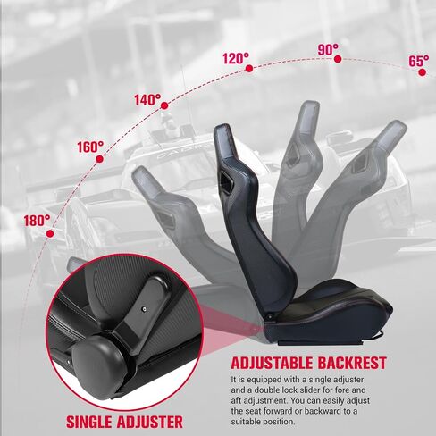 2PCS Universal Automotive Racing Seats with PVC Leather Reclinable Racing Bucket Seats with Dual Sliders in Saudi Arabia
