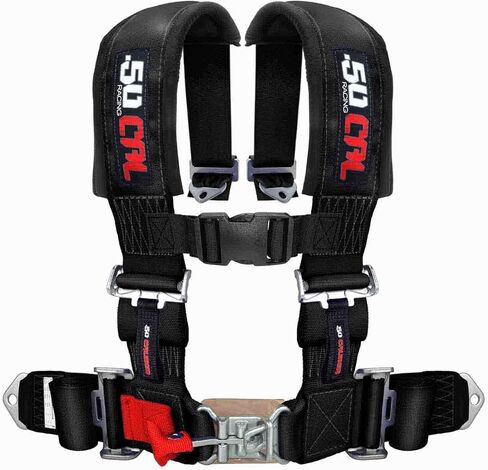 50 Caliber Racing Black Pro XP مقعد مع أشرطة تسخير 2 بوصة 2 بوصة للسيارات والشاحنات والسيارات UTV و OFF على الطرق [6002] in Kuwait