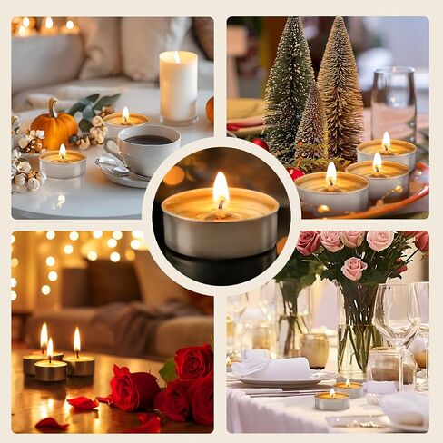 Soy Tea Lights Candles 100 Pack,4 Hours Long Burning-Natural Soy Wax Tealights Candles,Paraffin-Free,Unscented,Clean Burn Tea Lights Votive Candle Bulk for Weddings,Dinner in Saudi Arabia